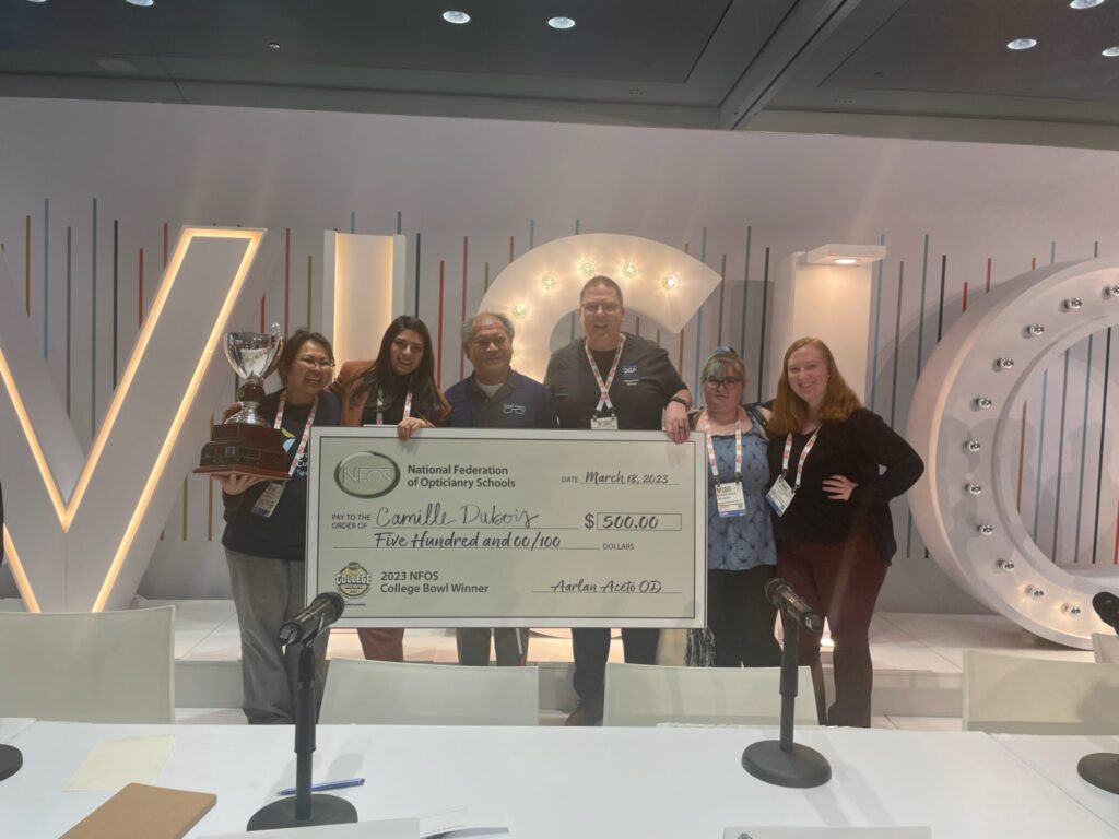 Opticianry student Camille Dubois was named the winner of the nationwide College Bowl contest at Vision Expo East