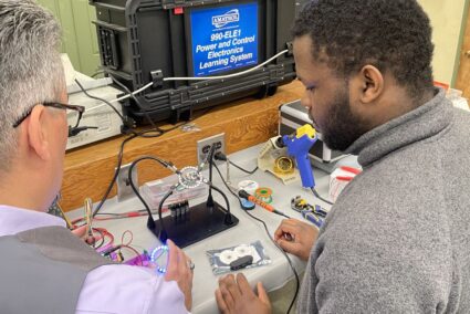 Student in Electrical Technology lab