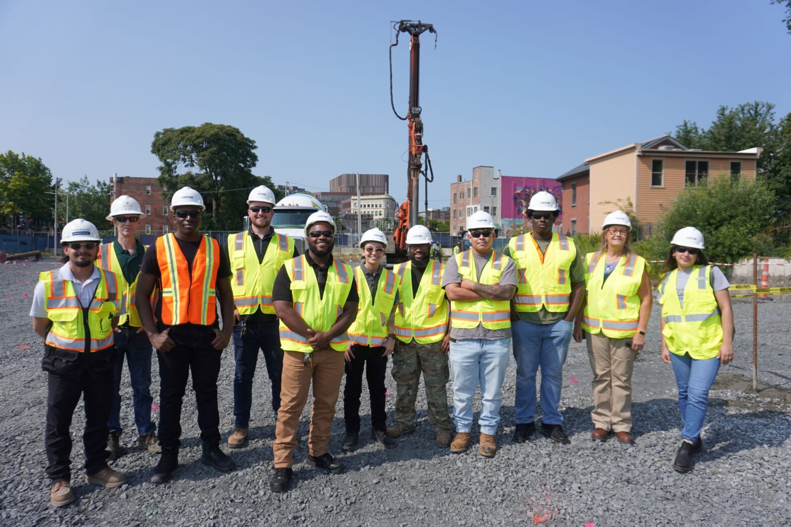 construction management students at Nubian Square site